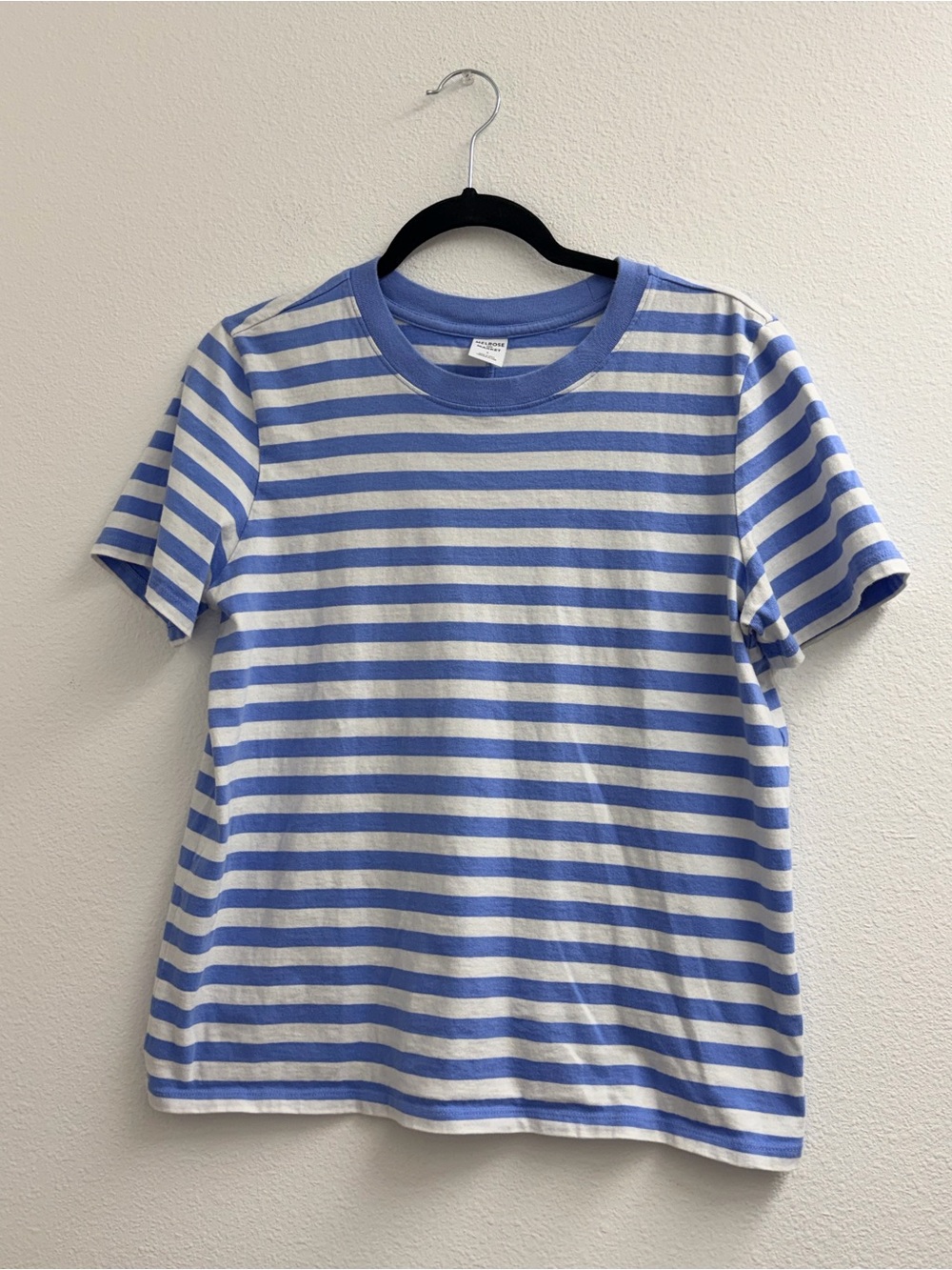 Melrose & Market Women’s cotton boxy Classic blue Stripe relaxed Tee size small